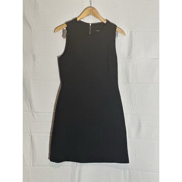 Madewell Women's Sleeveless Black Textured Knee Length Dress Back Zip Size 6 - Picture 1 of 6